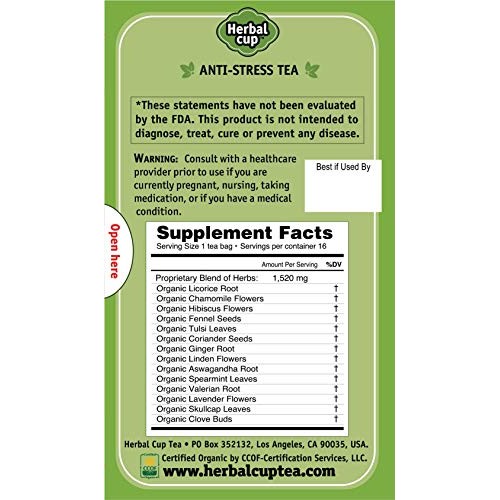 Herbal Cup Anti Stress Tea - 16 Tea Bags Organic