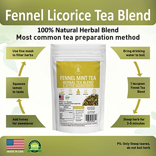 Fennel Digestive Tea 3.5oz / 100g With Peppermint, Licorice, F...