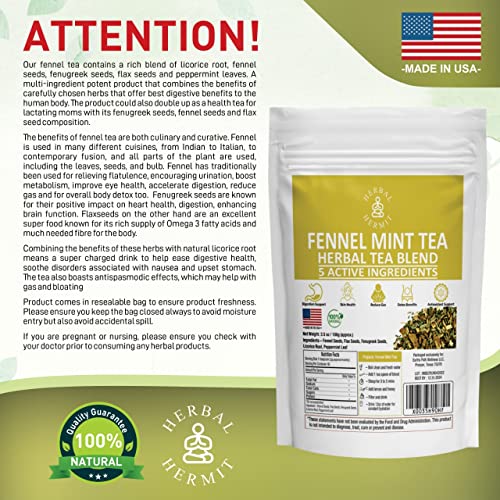 Fennel Digestive Tea 3.5oz / 100g With Peppermint, Licorice, F...