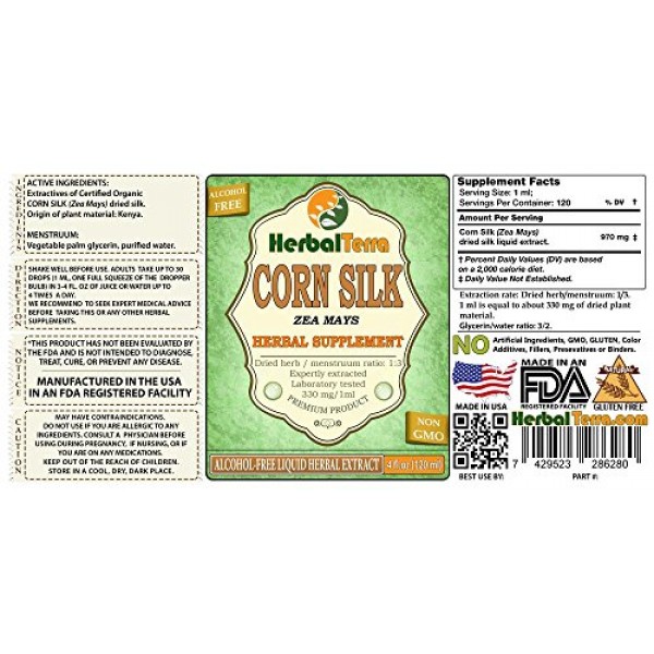 Corn Silk Zea Mays Glycerite, Organic Dried Silk Alcohol-Free ...