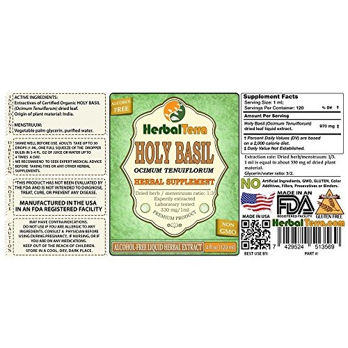 Holy Basil Ocimum Tenuiflorum Glycerite, Organic Dried Leaves