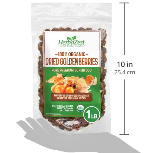 HerbaZest Goldenberries Dried Organic - 1 LB - USDA Certified, V...