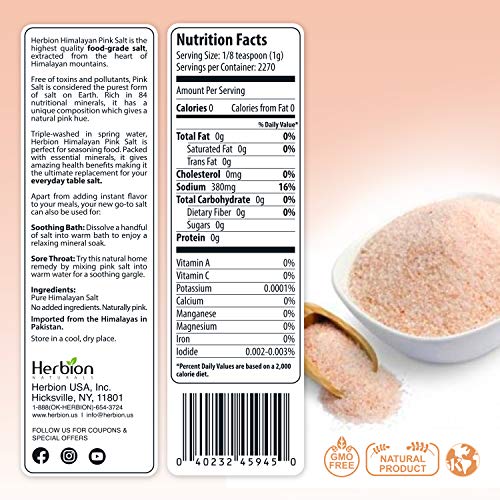 Herbion Naturals Himalayan Pink Salt Jar Fine Grain, Gmo Free, S