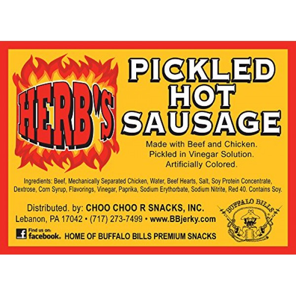 Herb’S Pickled Hot Sausages 0.7Oz Individually Wrapped - 24-Ct P