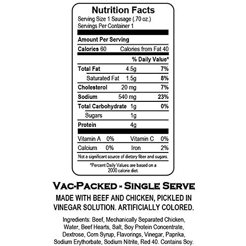 Herb’S Pickled Hot Sausages 0.7Oz Individually Wrapped - 24-Ct P