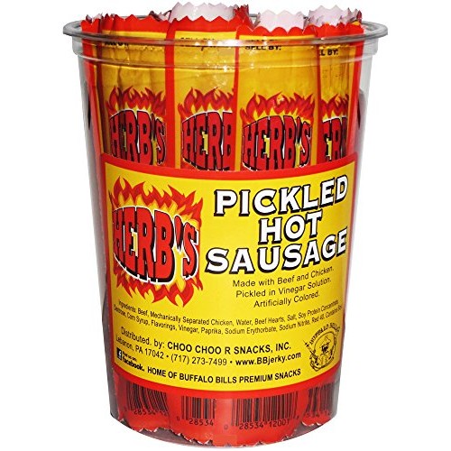 Herb’S Pickled Hot Sausages 0.7Oz Individually Wrapped - 24-Ct P