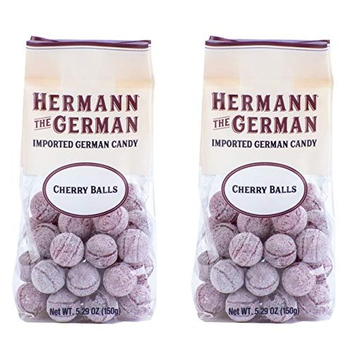 Hermann the German Hard Candy - Imported - Pack of 2 Cherry Balls