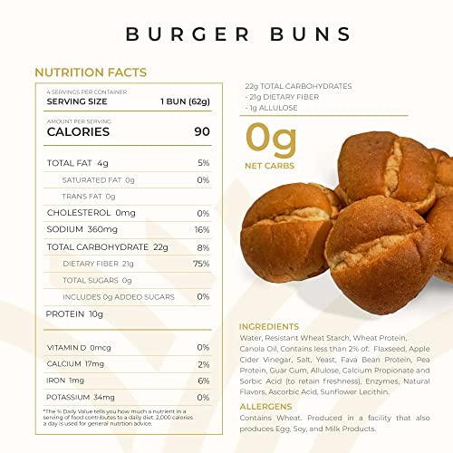 Hero Classic Burger Buns — 0g Net Carbs, 0g Sugar, 90 Calories p...