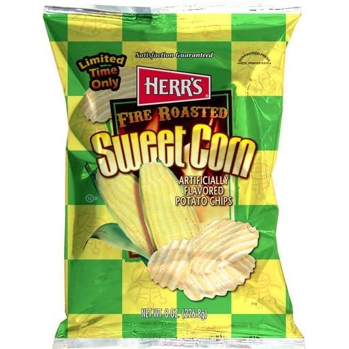 Herrs Fire Roasted Sweet Corn Potato Chips Pack Of 3 -7.5 Oz Bags