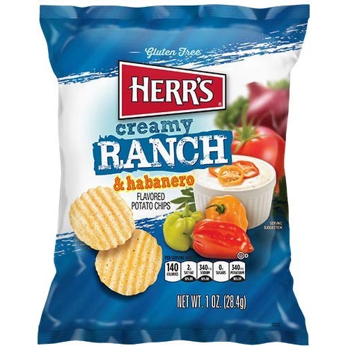 Herrs Potato Chips, Honey Bbq, Tx Pete Hot Sauce, Creamy Ranch