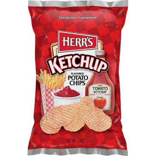 Herrs Potato Chips, Ketchup Flavored, 1 Oz. Pack Of 42 Herrs Potato Chips, Ketchup Flavored, 1 Oz. Pack Of 42