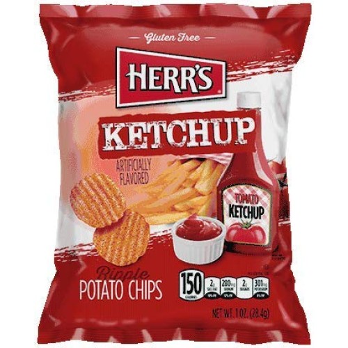 Herrs Potato Chips, Ketchup Flavored, 1 Oz. Pack Of 7