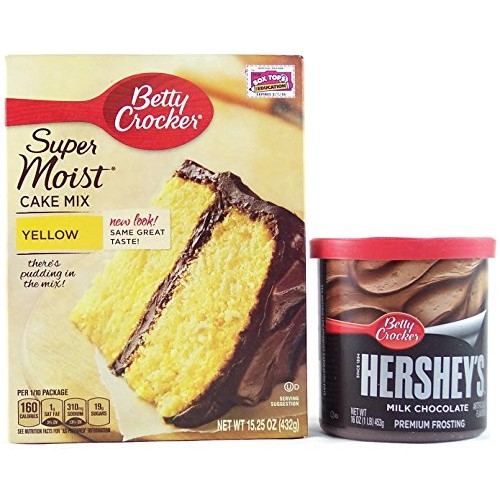 Betty Crocker Yellow Cake Mix with Hersheys Milk Chocolate Frost...
