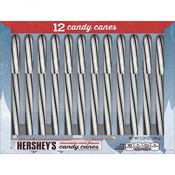 Hersheys Chocolate Mint Candy Canes! One Box Of 12 Candy Canes!