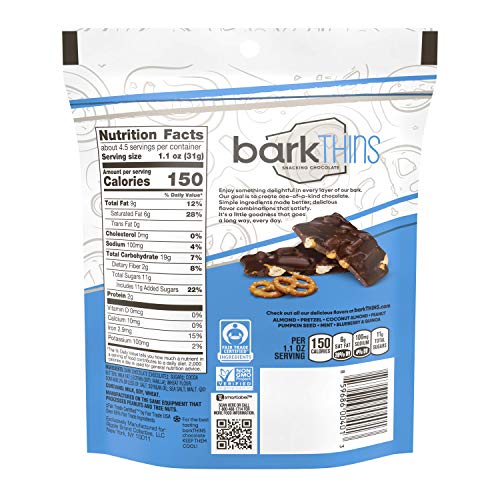 Barkthins Dark Chocolate Pretzel And Sea Salt Snacking Chocolate