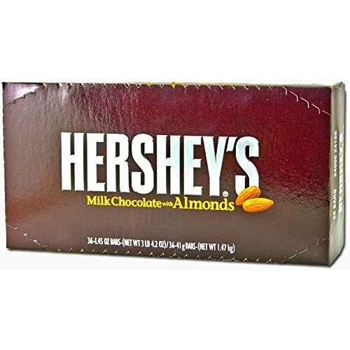 Hershey Milk Chocolate With Almonds, 1.45-Ounce Bars Pack Of 36