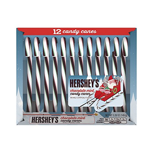 Hersheys Holiday Candy Canes, Chocolate Mint, Stocking Stuffer,