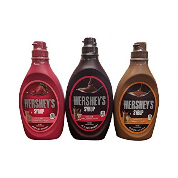 Hersheys Syrup Variety Pack Bundle Of 3 Flavors- Chocolate, Cara
