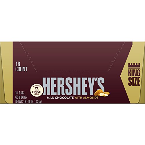 Hersheys Chocolate Candy Bars With Almonds, King Size Pack Of 18