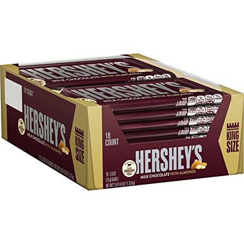 Hersheys Chocolate Candy Bars With Almonds, King Size Pack Of 18