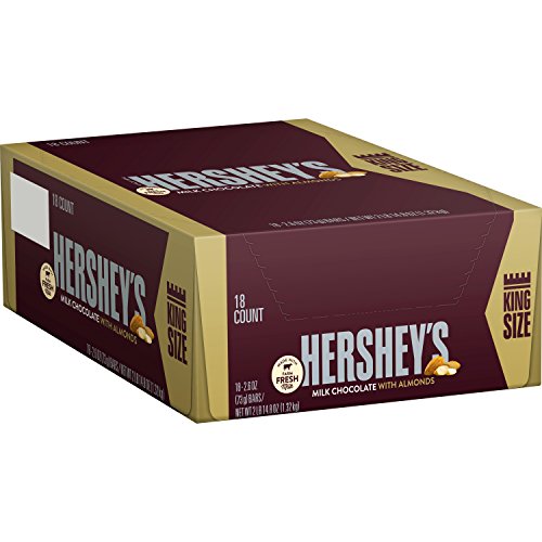 Hersheys Chocolate Candy Bars With Almonds, King Size Pack Of 18