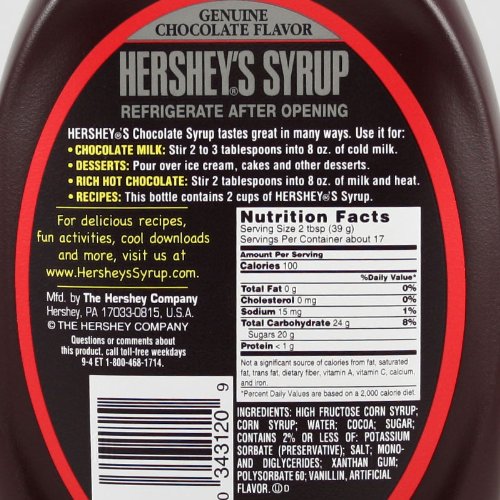 Hersheys Chocolate Syrup, 680g 24Oz Container