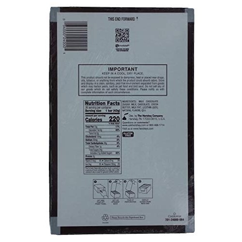 Hersheys Milk Chocolate Bar 1.55 Oz., 36 Ct.