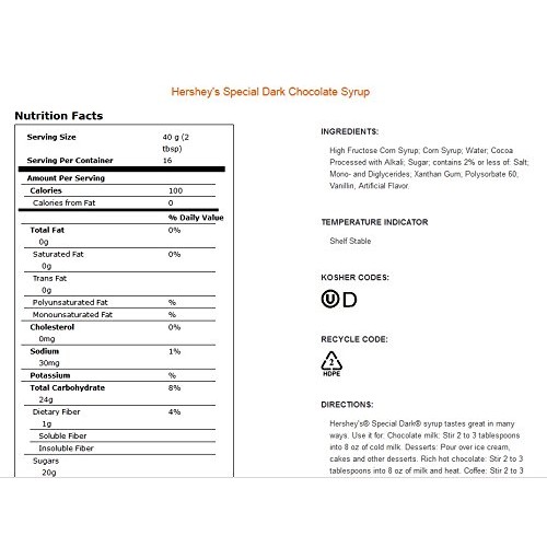 Hersheys Special Dark Syrup Bottle - 22 oz - 3 pk