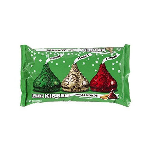 Hersheys Holiday Kisses, Milk Chocolate With Almonds, 8-Ounce S