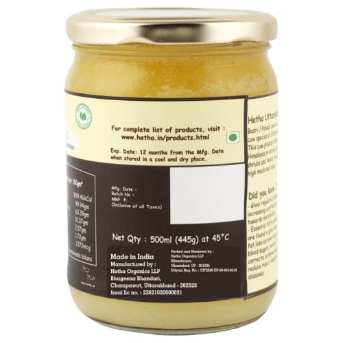 Hetha Organics Himalayan Badri Desi Cow A2 Cultured Bilona Ghee