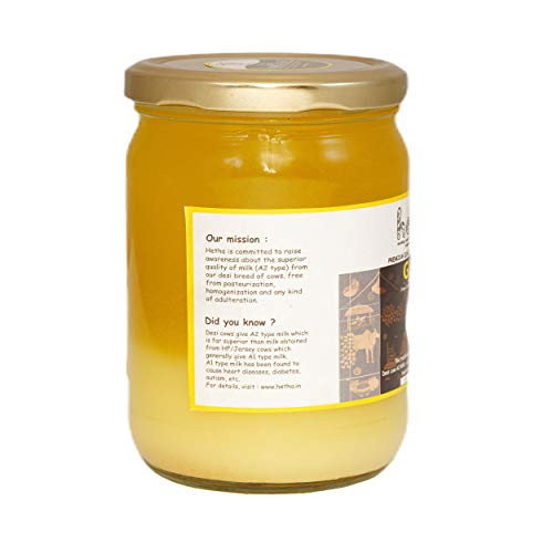 Hetha Organics Indian Desi Cow A2 Cultured Bilona Ghee Made In B