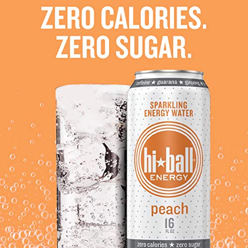 Hiball Energy Peach Sparkling Energy Water, Zero Sugar And Zero