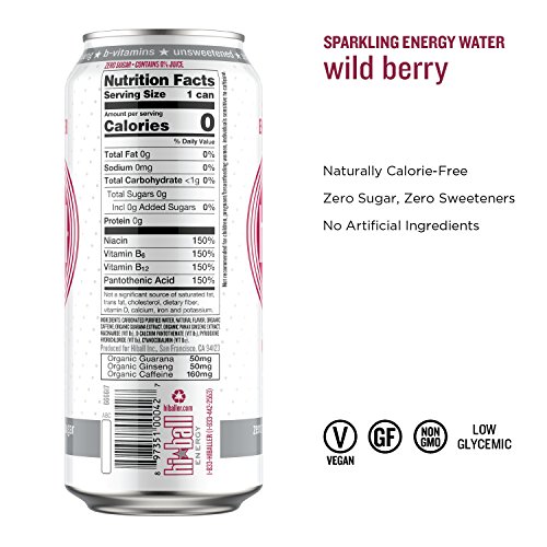 Hiball Energy Sparkling Water, Vanilla, Wild Berry, Grapefruit,