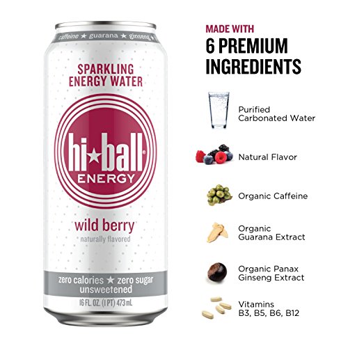 Hiball Energy Sparkling Water, Vanilla, Wild Berry, Grapefruit,