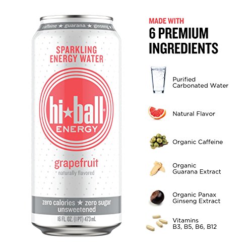 Hiball Energy Sparkling Water, Vanilla, Wild Berry, Grapefruit,