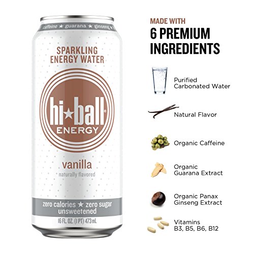 Hiball Energy Sparkling Water, Vanilla, Wild Berry, Grapefruit,