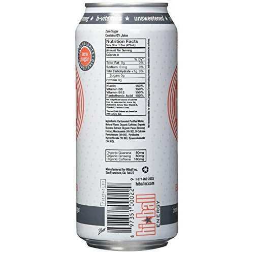 Hiball Energy Sparkling Water, Wild Berry, 16 Ounce Pack Of 12