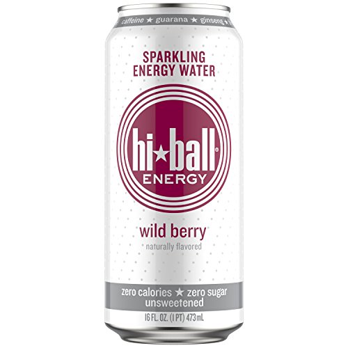 Hiball Energy Sparkling Water, Wild Berry, 16 Ounce Pack Of 12