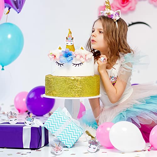 48 Pcs Unicorns Cupcake Rings For Girls, Birthday Party Unicorn