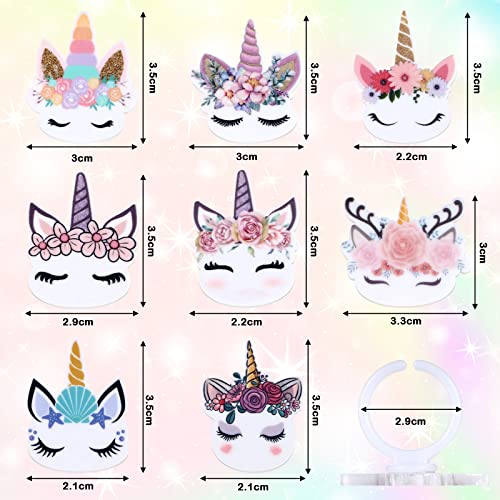 48 Pcs Unicorns Cupcake Rings For Girls, Birthday Party Unicorn