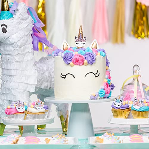 48 Pcs Unicorns Cupcake Rings For Girls, Birthday Party Unicorn