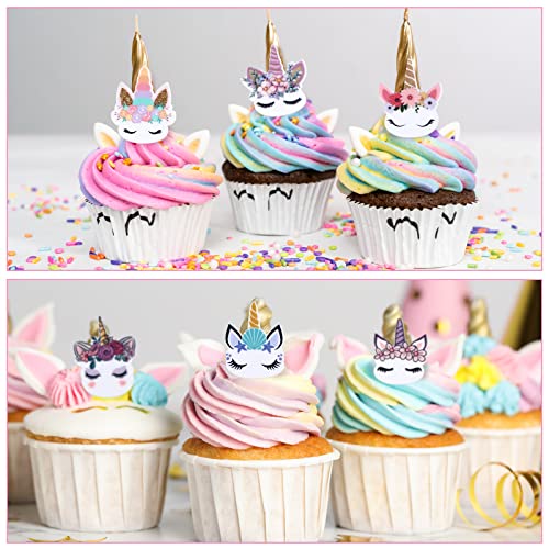 48 Pcs Unicorns Cupcake Rings For Girls, Birthday Party Unicorn