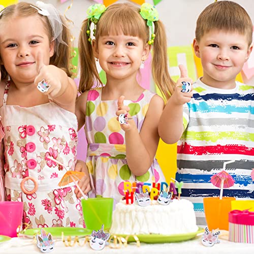 48 Pcs Unicorns Cupcake Rings For Girls, Birthday Party Unicorn