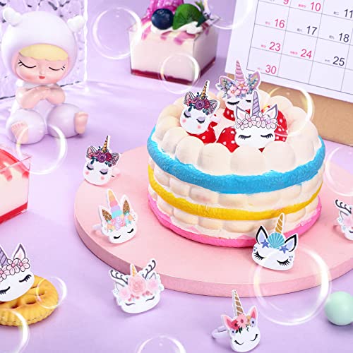 48 Pcs Unicorns Cupcake Rings For Girls, Birthday Party Unicorn