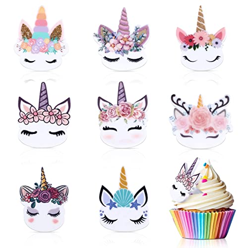 48 Pcs Unicorns Cupcake Rings For Girls, Birthday Party Unicorn
