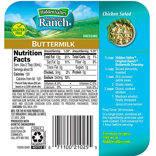 Hidden Valley Buttermilk Ranch Salad Dressing &Amp; Topping, Gluten