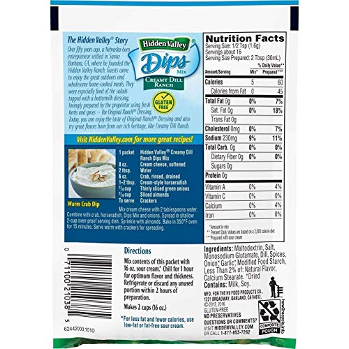 Hidden Valley Creamy Dill Ranch Pack Of 4 .9 Oz Packets