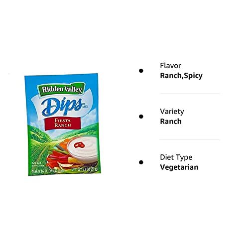 Hidden Valley Dip Mix, Fiesta ranch 1.1 oz Pack of 3