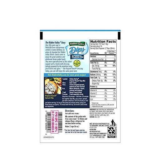 Hidden Valley Original Ranch Dips Mix, Eight 1 Ounce Packets 8 ...