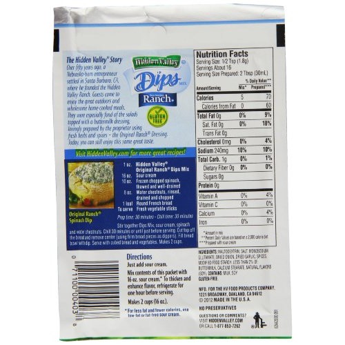 Hidden Valley Original Ranch Dressing Dip Mix 28.3 g Pack of 6